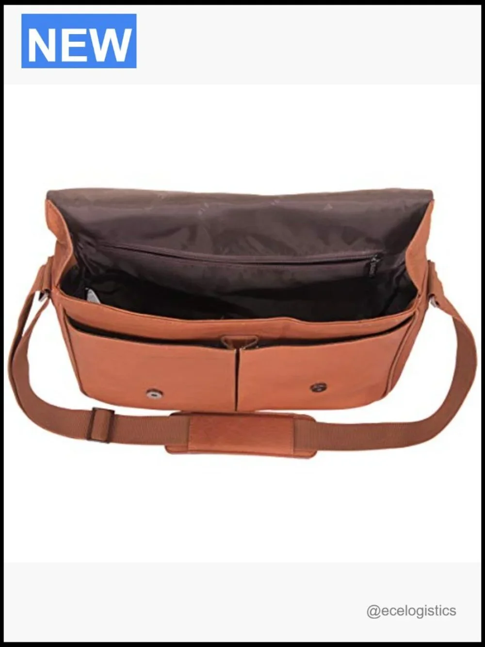 Slim Full-Grain Leather Messenger Bag for 15.6